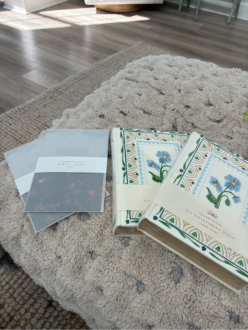 Hosanna Revival Floral Embroidered Bibles (2) & Bible Tabs (2) - black/gold tabs